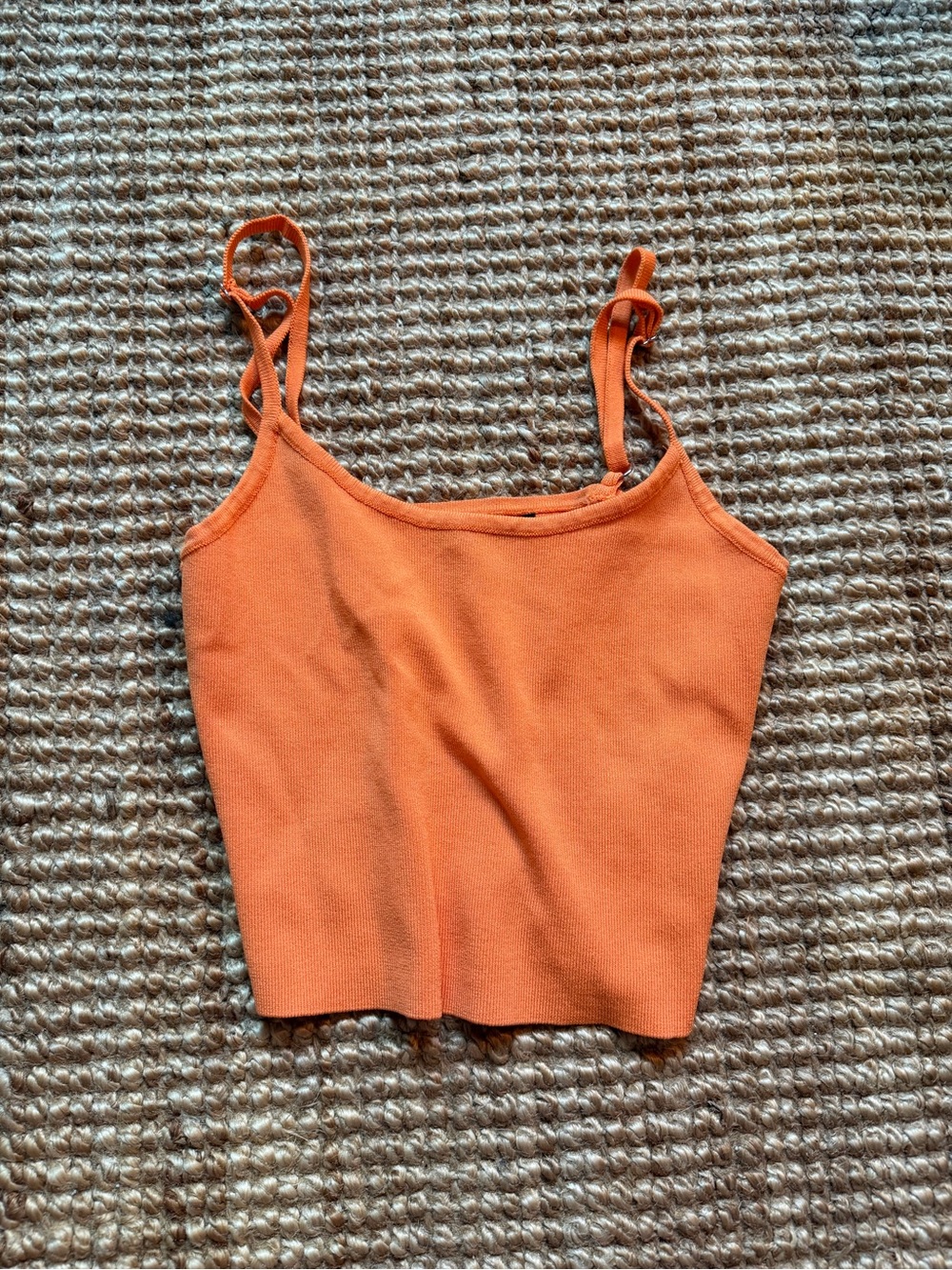 Forever 21 Orange Ribbed Cami Tank - Strappy Crop Top